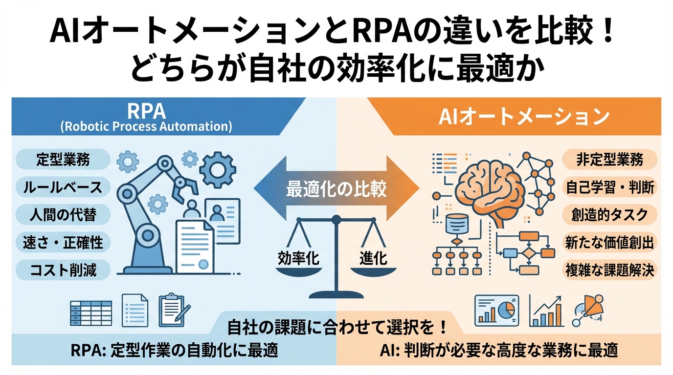 AIオートメーションとRPAの違いを比較！どちらが自社の効率化に最適か