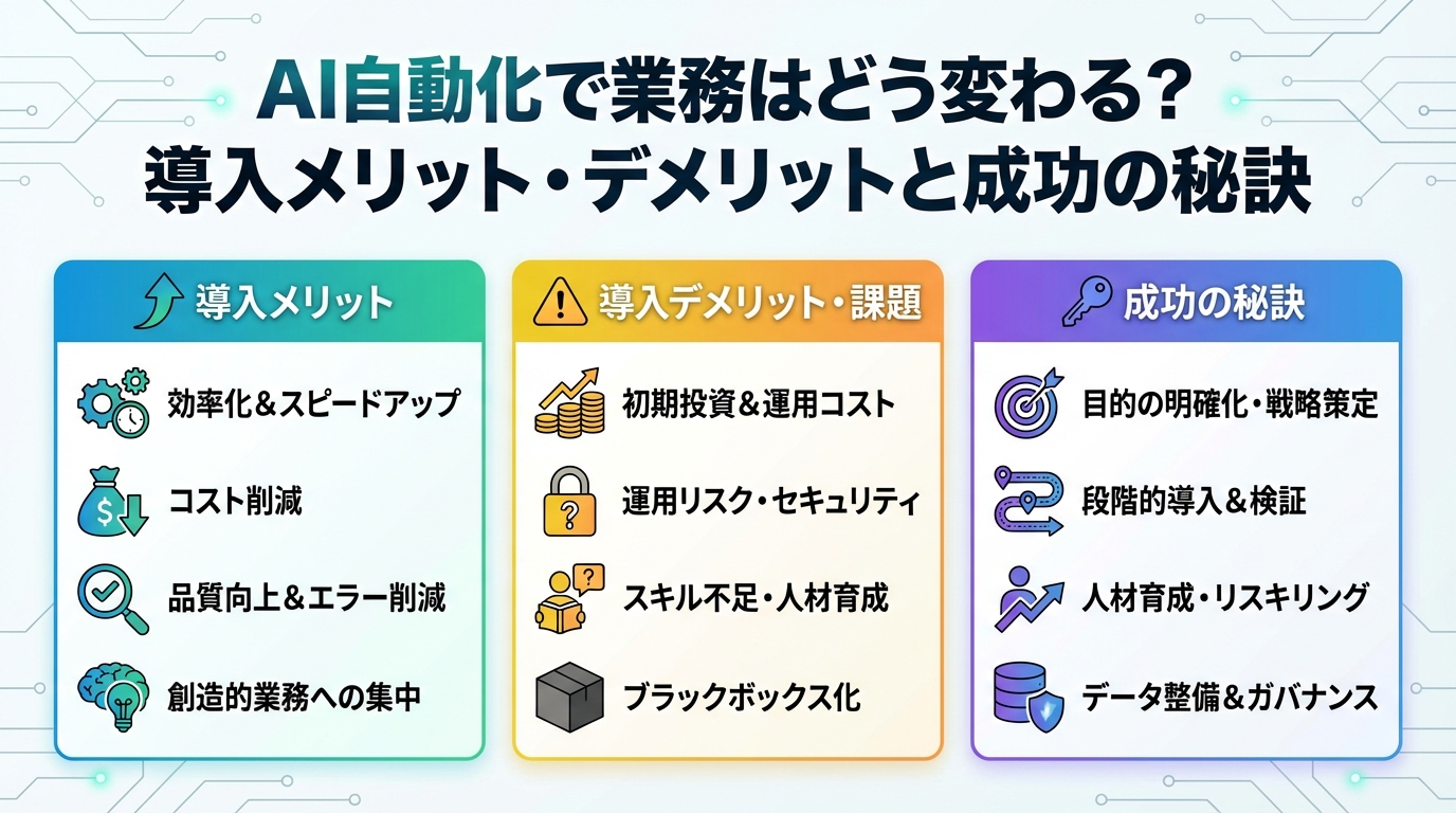 AI自動化で業務はどう変わる？導入メリット・デメリットと成功の秘訣