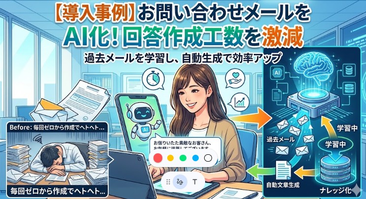 【導入事例】過去のメールをAIで整理し、お問い合わせ対応チャットボット導入で回答作成の工数を大幅削減